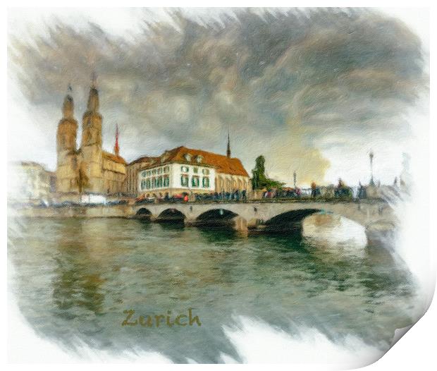 Zurich Cityscape 3 Print by DiFigiano Photography
