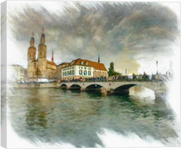 Zurich Cityscape 4 Canvas Print by DiFigiano Photography