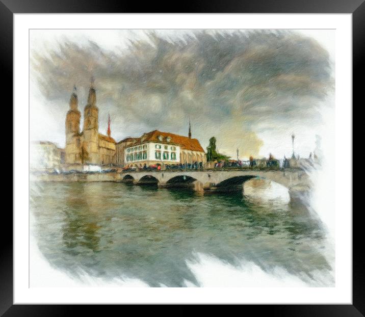 Zurich Cityscape 4 Framed Mounted Print by DiFigiano Photography