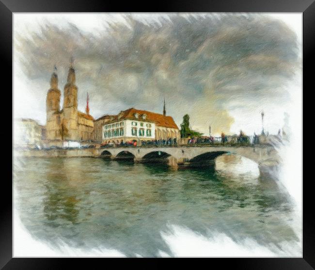 Zurich Cityscape 4 Framed Print by DiFigiano Photography