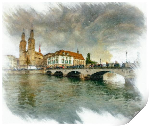 Zurich Cityscape 4 Print by DiFigiano Photography