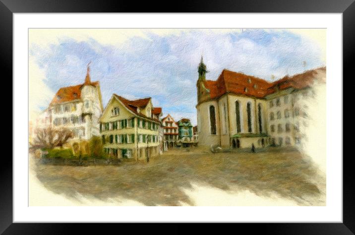 St. Gallen Cityscape 2 Framed Mounted Print by DiFigiano Photography