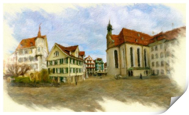 St. Gallen Cityscape 2 Print by DiFigiano Photography