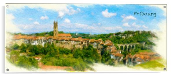 Fribourg Cityscape 1 Acrylic by DiFigiano Photography