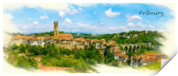 Fribourg Cityscape 1 Print by DiFigiano Photography