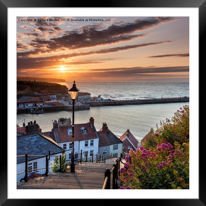 A Mid Summer Sunset Over The 199 Steps Framed Mounted Print by Richard Burdon