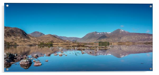 Panorama of lochan na h-achlaise Acrylic by George Robertson