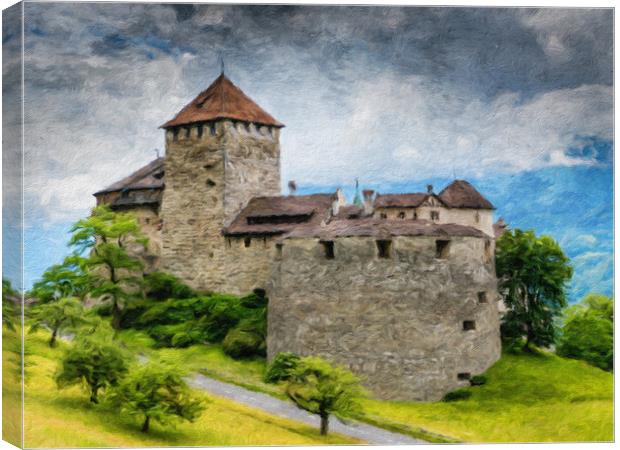 Vaduz Castle Digital Oil Painting Canvas Print by DiFigiano Photography