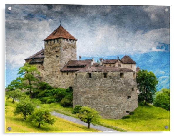 Vaduz Castle Digital Oil Painting Acrylic by DiFigiano Photography