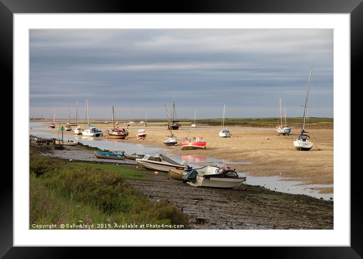 Low tide at Wells-next-the-Sea in Norfolk Framed Mounted Print by Sally Lloyd
