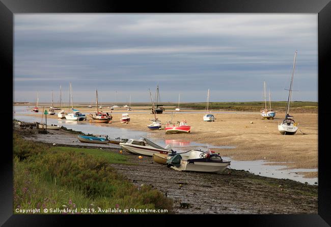 Low tide at Wells-next-the-Sea in Norfolk Framed Print by Sally Lloyd