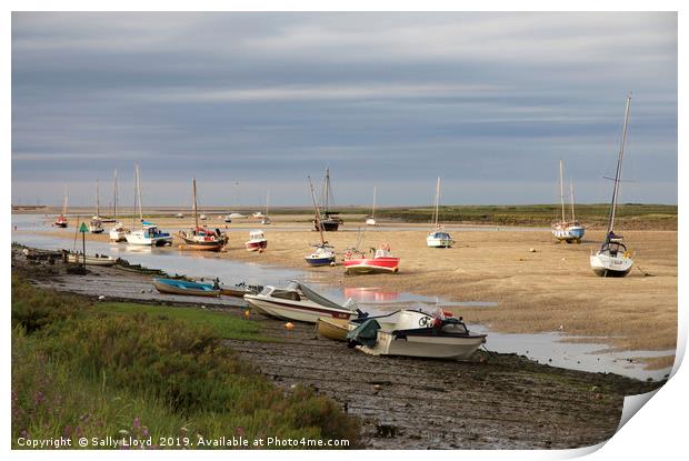 Low tide at Wells-next-the-Sea in Norfolk Print by Sally Lloyd