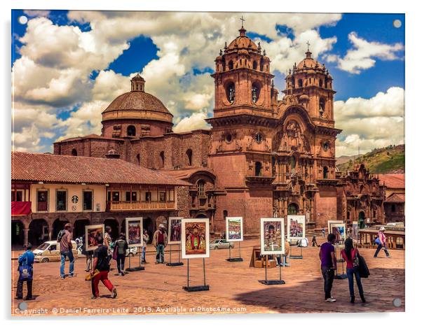 Plaza de Armas in Cusco Peru. Acrylic by Daniel Ferreira-Leite