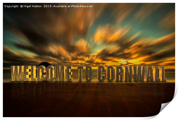 Welcome to Cornwall Print by Nigel Hatton