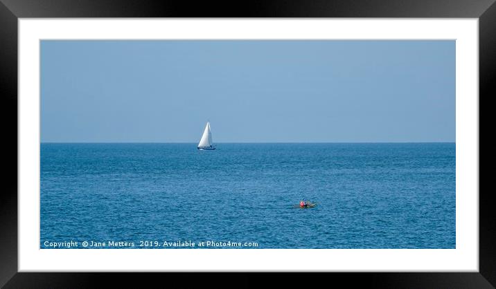 Blue Sea and Blue Sky Framed Mounted Print by Jane Metters