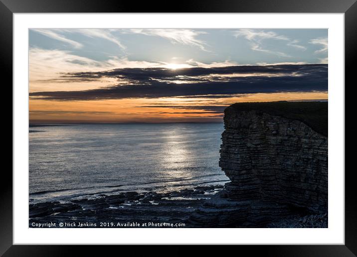 Sunset at Nash Point Glamorgan Coast Framed Mounted Print by Nick Jenkins