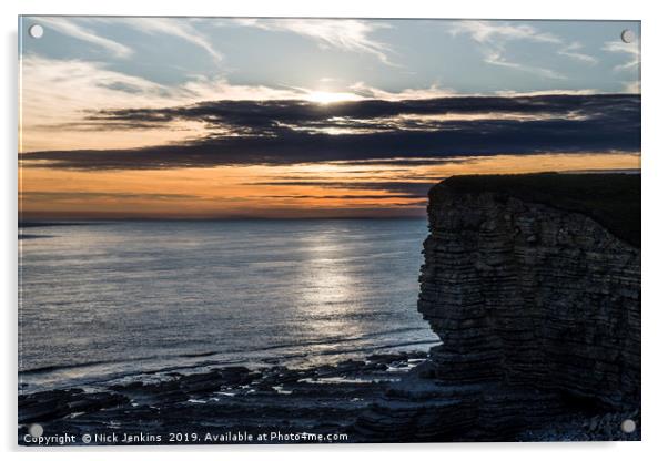 Sunset at Nash Point Glamorgan Coast Acrylic by Nick Jenkins