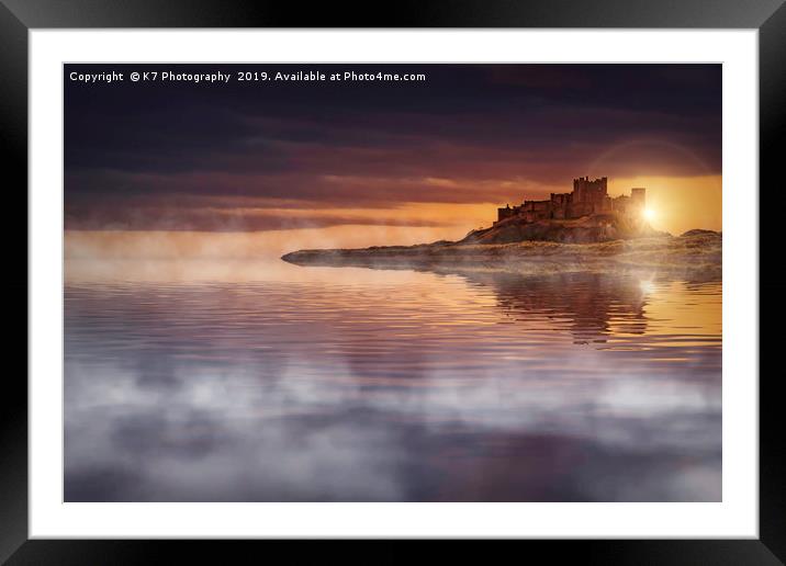 Misty Dawn Over Bamburgh Castle Framed Mounted Print by K7 Photography