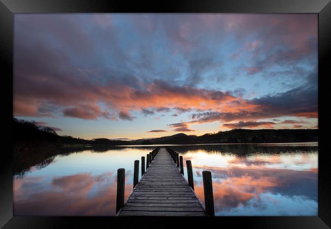 Rigg Wood Jetty sunset. Framed Print by Michael Tonge