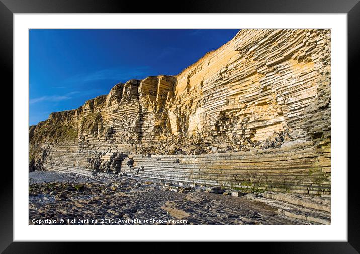 Limestone Cliffs Nash Point Beach south Wales Framed Mounted Print by Nick Jenkins