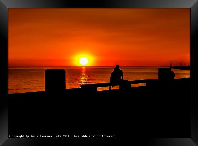 Urban Sunset Silhouette Coastal Scene Framed Print by Daniel Ferreira-Leite