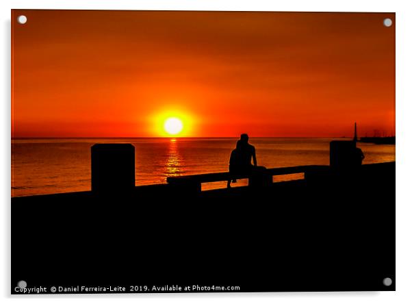Urban Sunset Silhouette Coastal Scene Acrylic by Daniel Ferreira-Leite