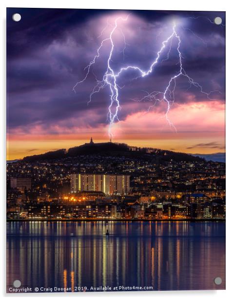Dundee City Lightning Acrylic by Craig Doogan