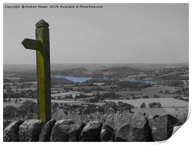 Tittersworth reservoir viewed from the Roaches Print by Andrew Heaps