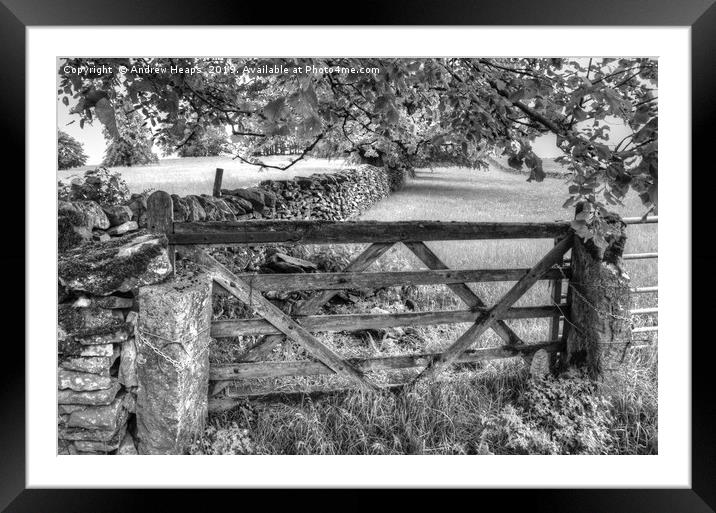 Farmers wooden gate. Framed Mounted Print by Andrew Heaps