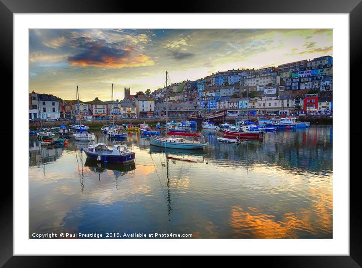 Brixham Harbour in Late Evening        Framed Mounted Print by Paul F Prestidge
