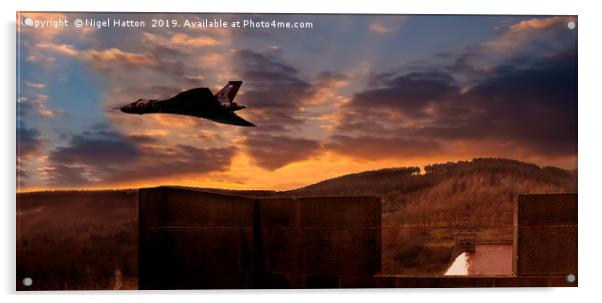 Vulcan Over Derwent Dam Acrylic by Nigel Hatton