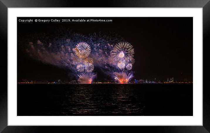 Hull new years city of culture fireworks Framed Mounted Print by Gregory Culley