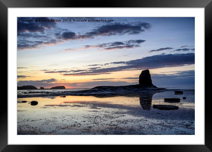 Summer Sunset at Saltwick Bay Framed Mounted Print by Richard Burdon