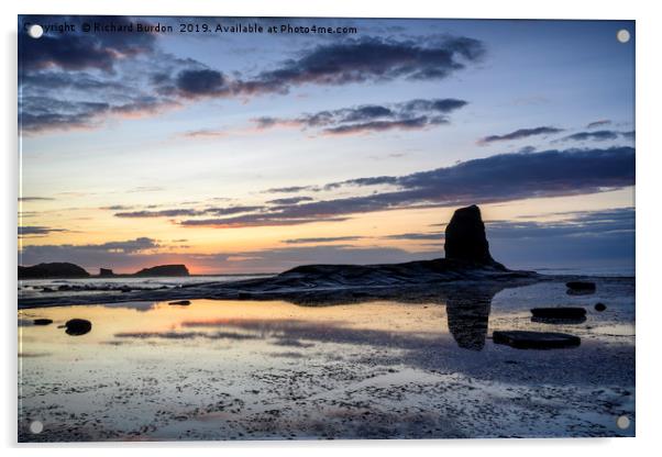 Summer Sunset at Saltwick Bay Acrylic by Richard Burdon