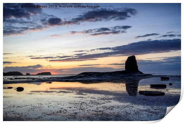Summer Sunset at Saltwick Bay Print by Richard Burdon