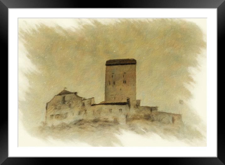 Sargans Castle Digital Oil Painting Framed Mounted Print by DiFigiano Photography