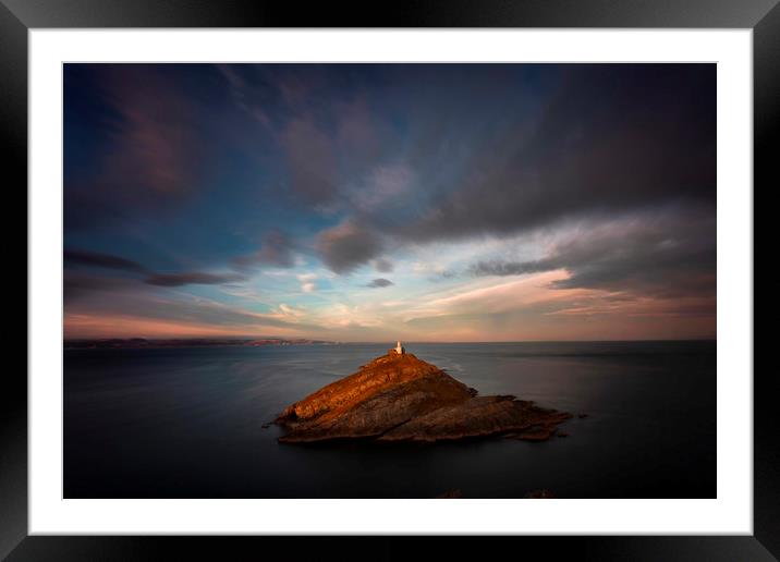 Sunlight on Mumbles Lighthouse Framed Mounted Print by Leighton Collins