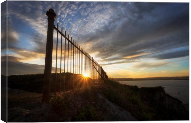 Safety railings and sunset Canvas Print by Leighton Collins