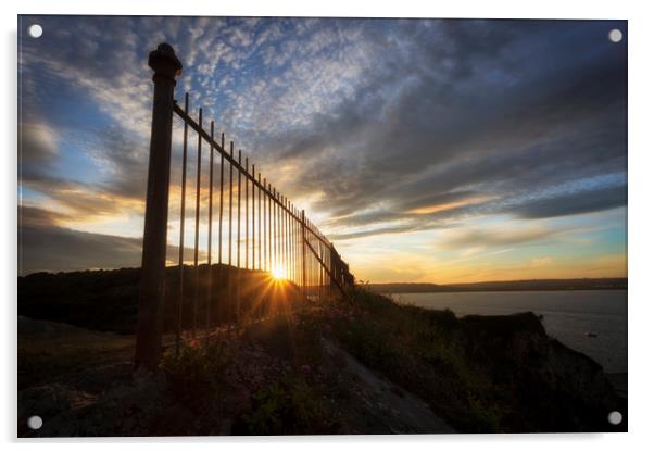 Safety railings and sunset Acrylic by Leighton Collins