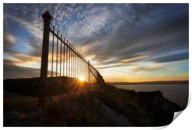 Safety railings and sunset Print by Leighton Collins