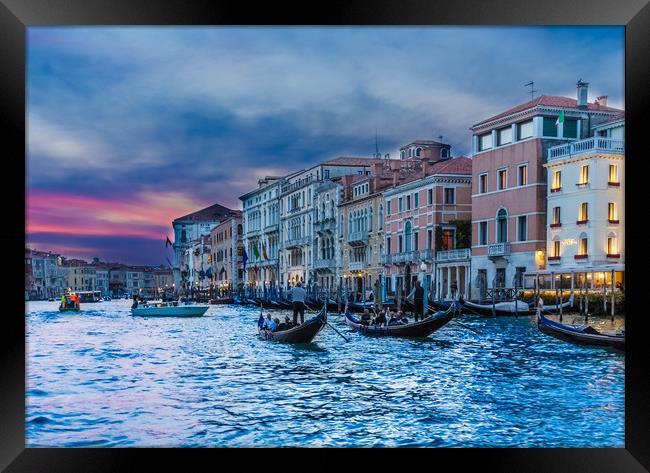 Gondolas in Dusk Canal Framed Print by Darryl Brooks