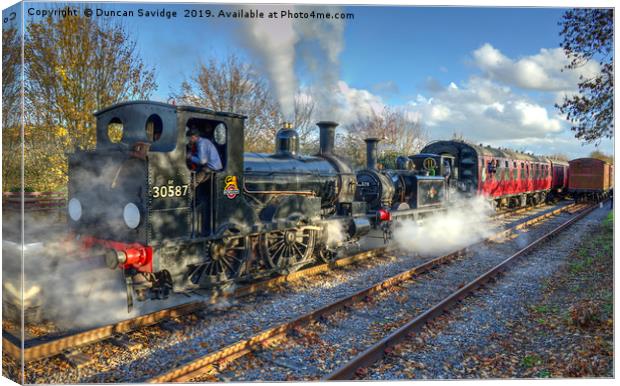 steam train double head at Avon Valley Canvas Print by Duncan Savidge