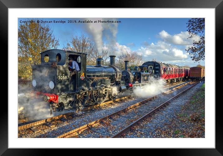 steam train double head at Avon Valley Framed Mounted Print by Duncan Savidge