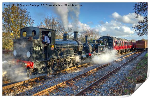 steam train double head at Avon Valley Print by Duncan Savidge