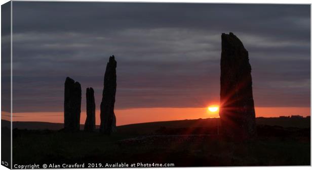 Sunset at the Ring of Brodgar Canvas Print by Alan Crawford