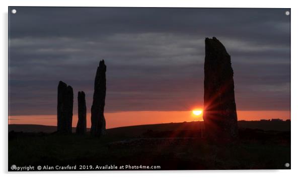 Sunset at the Ring of Brodgar Acrylic by Alan Crawford