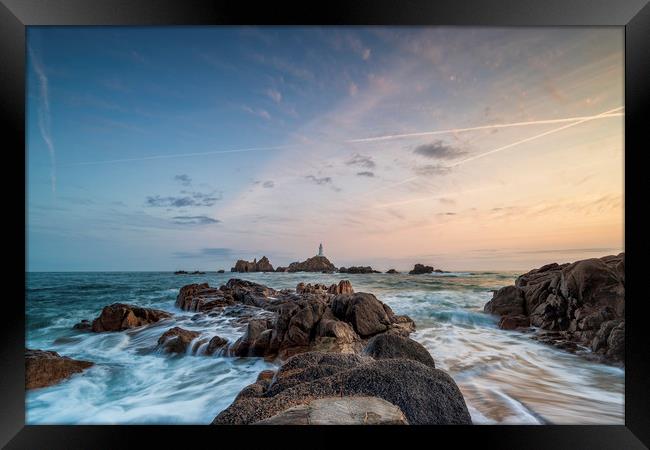 Corbiere Lighthouse. Framed Print by Michael Tonge