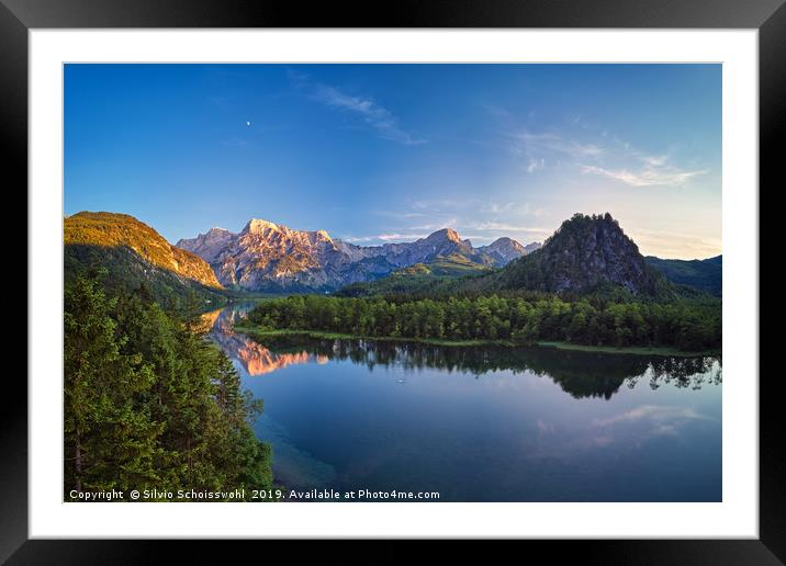 Summer evening at the Almsee Framed Mounted Print by Silvio Schoisswohl