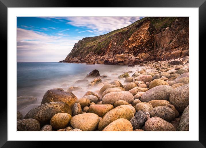 Porth Nanven Pebbles Framed Mounted Print by Andrew Michael