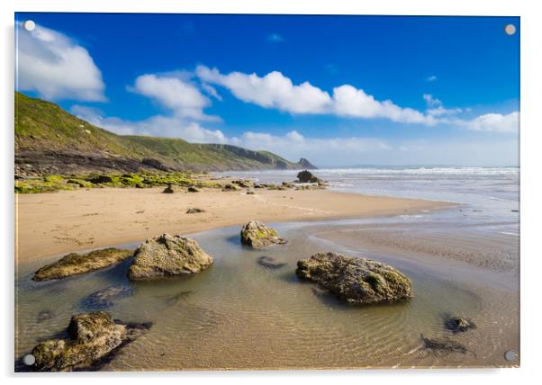 Newgale Beach, Pembrokeshire, Wales. Acrylic by Colin Allen